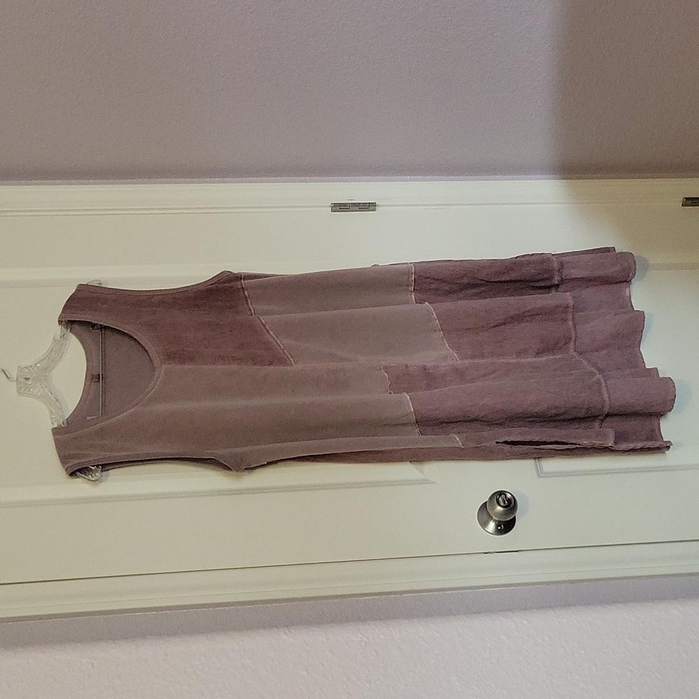Linen Purple Patchwork Dress - image 1